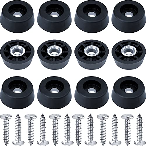 Soft Rubber Feet for Cutting Board with Stainless Screws, Cutting Board Feet Non Slip Rubber Feet for Electronics, Small Rubber Bumpers for Furniture, Made in USA, 0.67" W x 0.25" H (12 Pack)