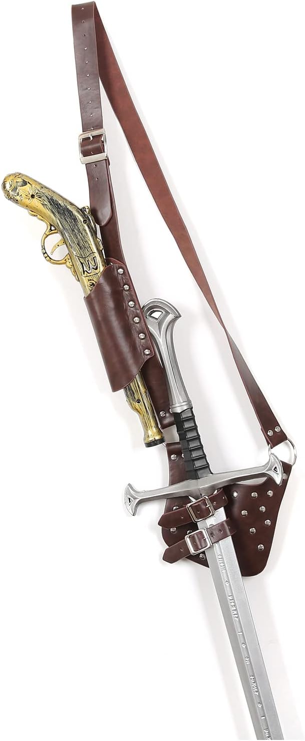 Black Adjustable Medieval Sword Frog Holster - LARP Clothing Accessory (Props Guns & Swords Not Included)