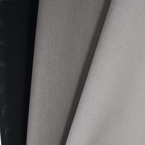 Image of KCS 3 pc of 15 inch x 18 inch(38cmx45cm) Counted Cross Stitch Cotton Aida Cloth Needlework Rolled Fabric Box,18CT,Medium Grey+Dark Grey+Black