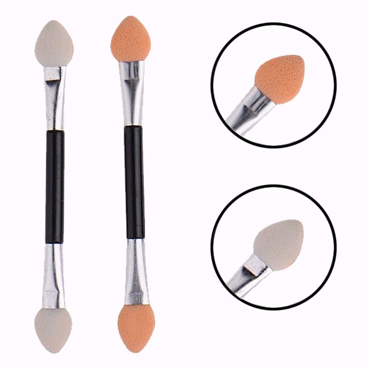 ZemGlam 12Pcs Dual Sided Eyeshadow Brush Disposable Dual Sided Eye Shadow Applicator Double End Sponge Foam Makeup Tool Sponge Tipped Oval Makeup Applicator 4