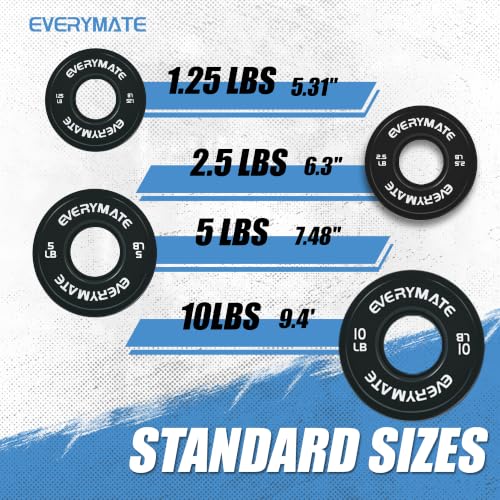 Image of EVERYMATE Change Weight Plates 1.25LB 2.5LB 5LB Set Fractional Olympic Bumper Plates for Cross Training Steel Insert Strength Training