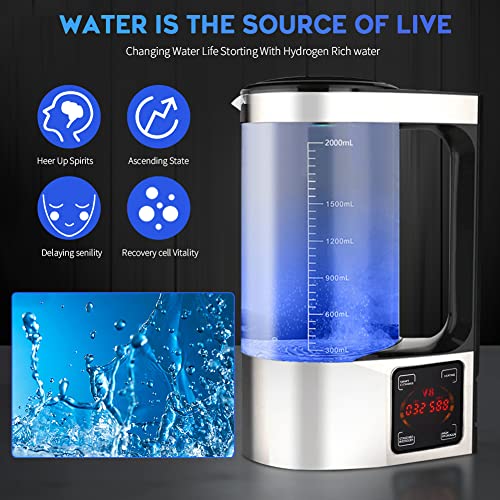 Julymoda Hydrogen Water Bottle Generator Portable Hydrogen Water Ionizer Machine 2L Large Capacity Hydrogen Rich Water Maker Hydrogen Water Health Cup For Home Family Use #TOP4