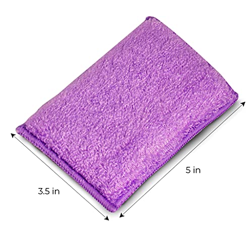 Image of Smart Design Heavy Duty Scrub Sponge with Bamboo Odorless Rayon Fiber - Set of 3 - Ultra Absorbent - Soft and Metallic Scrub - Cleaning, Dishes, and Hard Stains - Kitchen - Violet Blue Coral