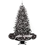 Christmas Time 75-in. Musical Indoor Holiday Decor with Animated Snow Function | Black Christmas Tree with Black Umbrella Base | CT-STR075A-BLK