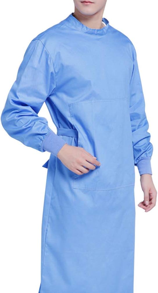 PRETYZOOM Batas de Aislamiento Desechables Bata de Aislamiento Quirúrgico Bata Dental Hospital Industrias Médico Enfermera Ropa de Trabajo Protectora (L)
