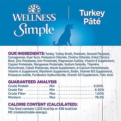 Image of Wellness Simple Limited Ingredient Diet Adult Canned Wet Dog Food, Wholesome Grains, Natural, Turkey and Potato Recipe, 12.5 oz, Pack of 12 Cans