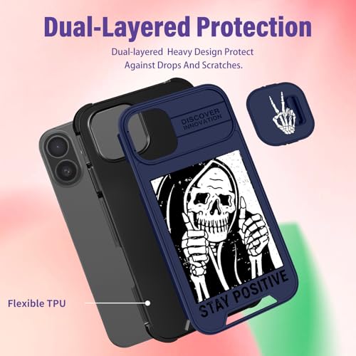 Image of Funermei (2in1 for iPhone 11 Case for Women Cute Skull Skeleton Phone Cover Teen Boys Girls Funny Gothic Spooky Scary Horror Fun Design with Camera Cover Funda for Apple for iPhone 11 Case