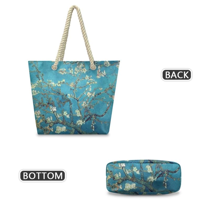 Tote Bag for Women Large Zipper Hobo Totes, Monet Art Canvas Travel Handbag Satchel Work Purses3