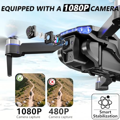 FPV Drone with 1080P Camera for Adults and Kids, Foldable RC Mini Drone with Carrying Case, 2 Batteries, Gesture Selfie, Altitude Hold, One-Key Takeoff/Landing, 3D Flips - Image 4