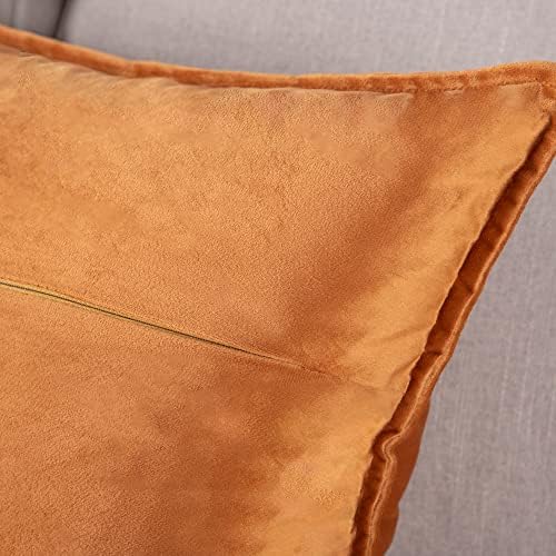 Madizz Pack of 2 Super Soft Velvet Decorative Cushion Covers with Fringe Luxury Style Cushion Case Pillow Shell for Sofa Bedroom Square Orange 16x16 inch