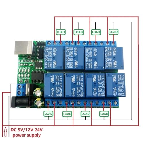 Module de commande relais USB RS232 8 canaux 12V haute stabilité