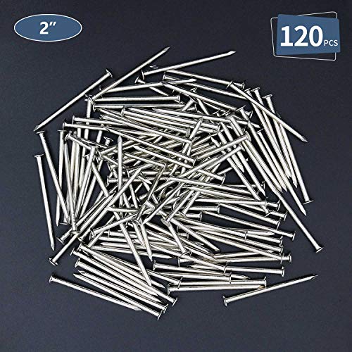 Image of JEGONFRI 120pcs 2 inch Nickel Plated Nails for Hanging Pictures, Wood Nails