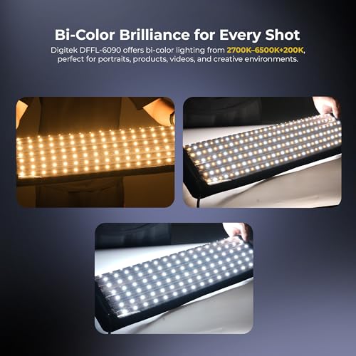 Image of Digitek(DFFL 6090) 200W Bi-Color Flexible Fabric LED Video Light with Remote & App Control, 1536 LEDs, 2700K-6500K±200K, 0-100% Dimming, 120 Beam Angle, 18000LM, Includes X Bracket, Diffuser