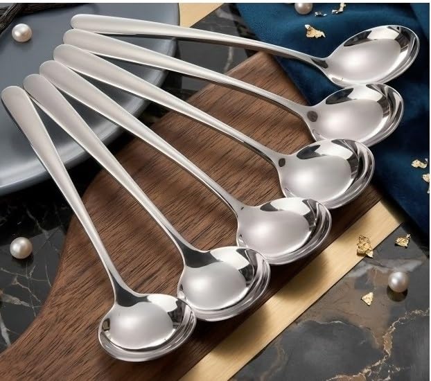 Soup Spoons Set of 12 | Soup Spoon Stainless Steel | Chinese Soup Spoon | Asian Soup Spoons, Ramen Spoons for Soup Cereals, Steel Soup Spoon Set for Home and Kitchen, Tableware-image-40