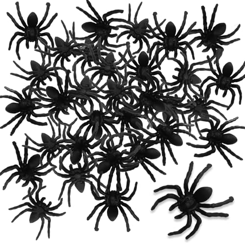 GWAWG 60 X araignées décoratives - Couleur Mixte araignées en Plastique comme décoration de Dispersion - décoration de Table pour Les fêtes d'horreur à l'Halloween (Black, 150Pcs)
