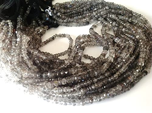 Quartz tourmaline facetté 4mm fil perles naturelles noires transparentes pour DIY