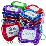 Pack of 24 Mini Magnetic Drawing Board for Kids - Backpack Keychain Clip Drawing Boards, Erasable Doodle Sketch Writing Pad, Birthday Kids Party Favors & Goodie Bags Stuffers