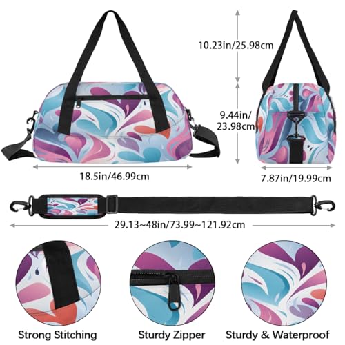 Geometric Valentine's Day Kids Duffle Bag Boys Girls Small Sport Dance Gym Bag for Overnight Travel Weekender Carry On4