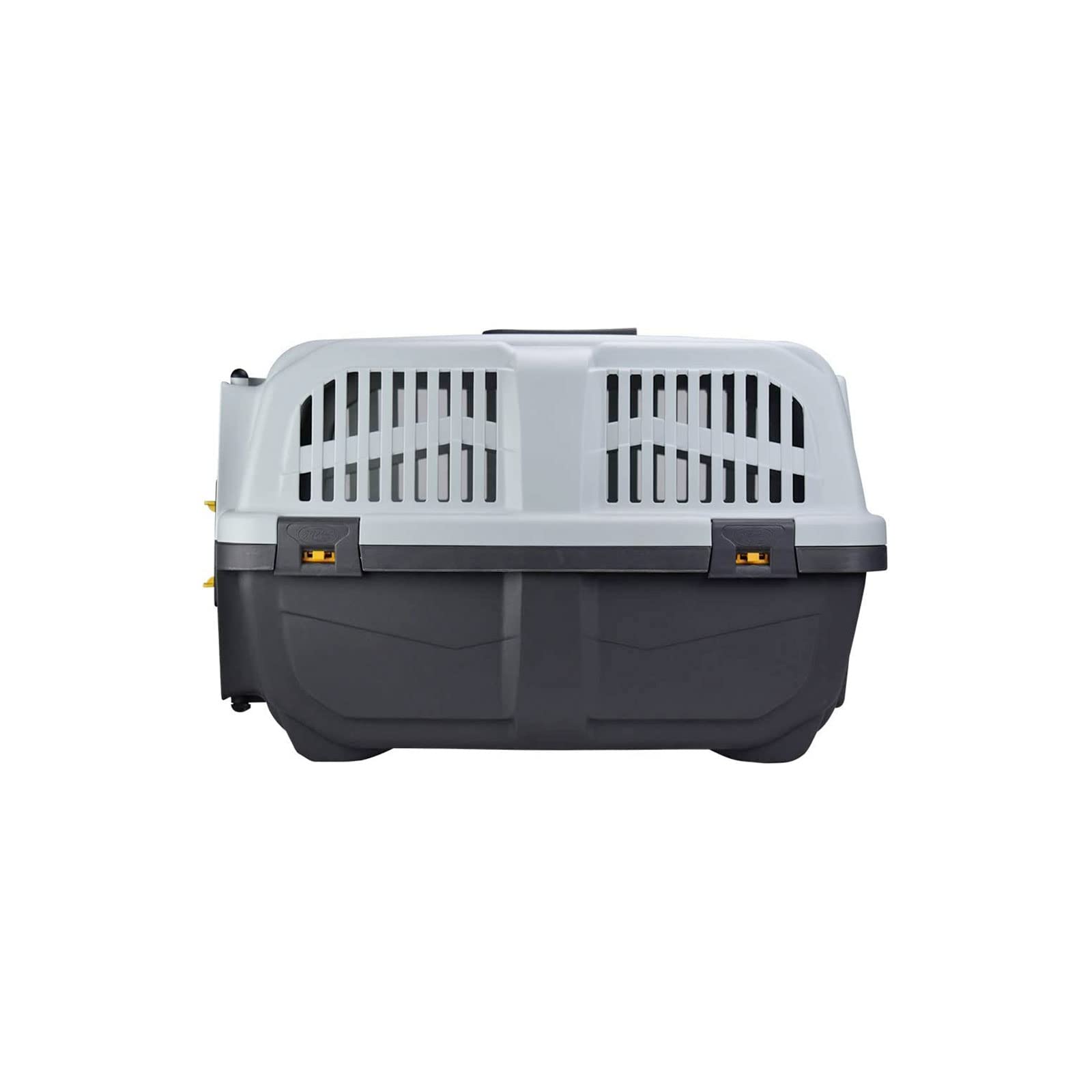 Mondo Viro - Transportín para perros y gatos de polipropileno con puerta de metal con cierre de seguridad de doble mando: cumple con las normas para el transporte aéreo en dos tamaños (mediano 60 x 40