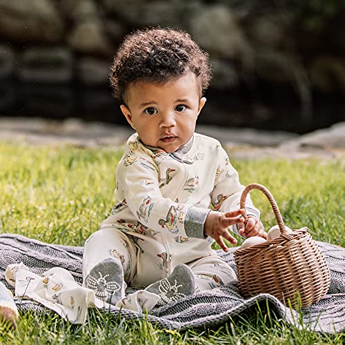 Image of Burt's Bees Baby unisex-baby Sleep & Play, Organic One-piece Romper-jumpsuit Pj, Zip Front Footed Pajama