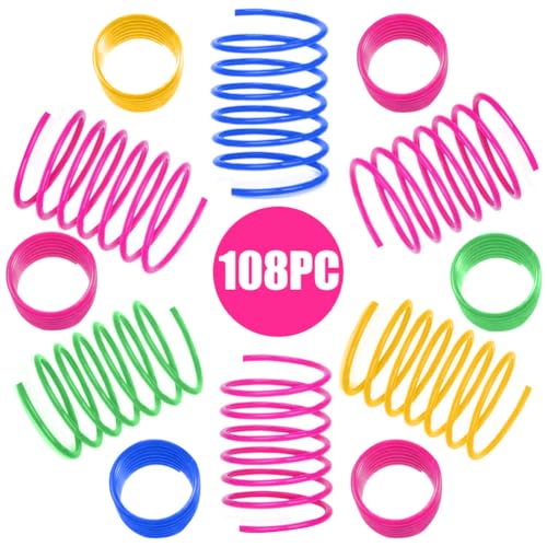 vsshe Cat Spring Toys, 108 Pack Colorful Spring Coils Toy for Indoor Cats Adult BPA Free Plastic Interactive Toys - Image 2