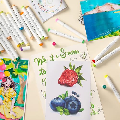 Ohuhu Brush Markers - 216-color Double Tipped Alcohol-based Art Marker Set for Artist Adults Coloring Illustration -Brush & Chisel Dual Tips - Honolulu Series of Ohuhu Markers - Refillable Ink