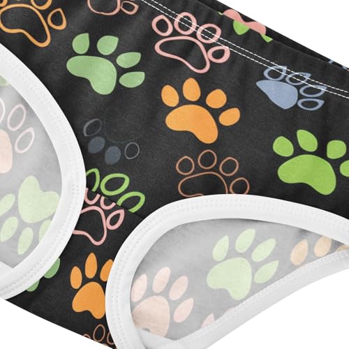 Bright Girls Underwear Toddlers 2t Cotton Girl Panties Cute Colorful Paw Prints Black Briefs Undies Kids4