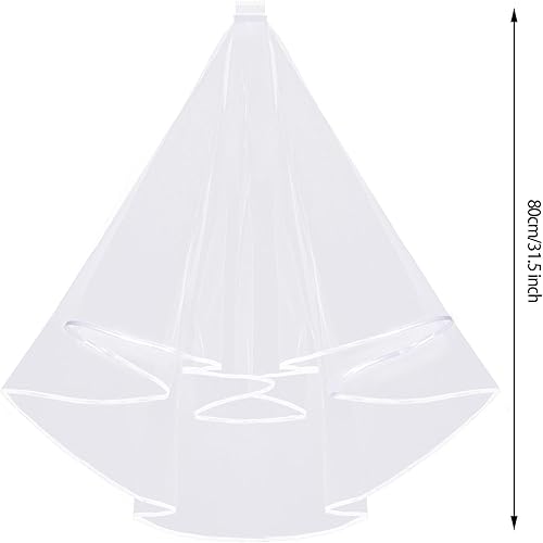 Miniatura 3 de Velo de novia corto de tul para mujer, borde de cinta con peine para boda, despedida de soltera, fiesta, accesorio de disfraz