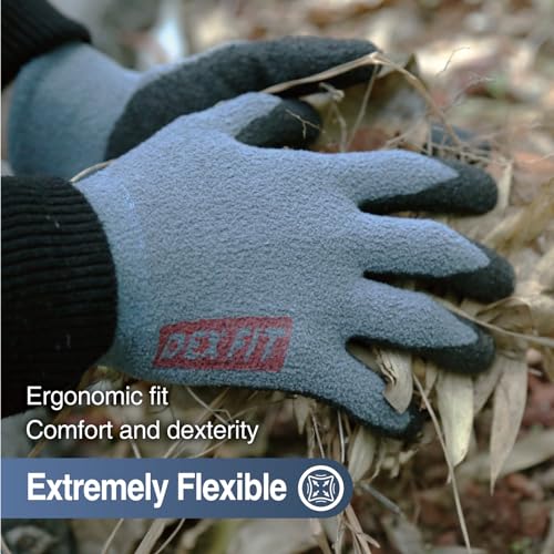 Image of DEX FIT Warm Fleece Winter Gloves NR450, Comfort Spandex Stretch Fit, Power Grip, Thin & Lightweight, Durable Water-Based Nitrile Coating, Machine Washable, Black 7 (S) 3 Pairs