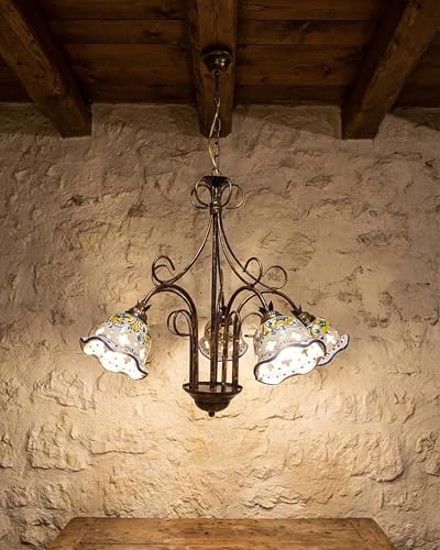 Lampadaire rustique céramique sicilienne 5 lumières fleur salon maison