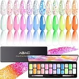ABAC Solid Gel Nail Polish,Ombre Gel Nail Polish,Pat Paint Nail Gel,24 Colors Sparkly&Shiny Hema-free Soak Off Gel Polish Kit with Double-Ended Nail Art Brush for Salon and Nail Art DIY at Home
