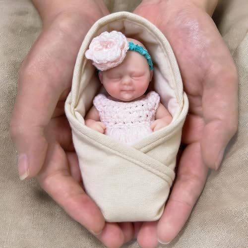 Muñeca bebé reborn de silicona 4.5 pulgadas con kit de alimentación miniatura 3