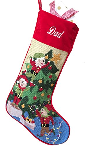 Needlepoint Christmas Stocking: Decorating The Tree