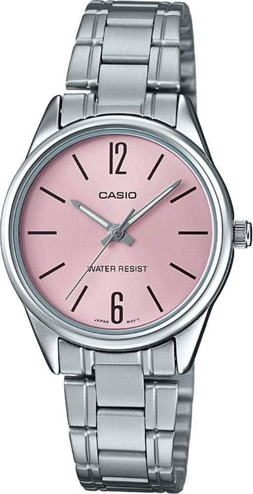 LTP-V005D-4B Women's Standard Stainless Steel Pink Dial 3-Hand Analog Watch