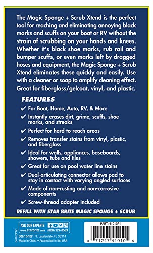 Image of STAR BRITE Ultimate Magic Sponge + Scrub XTEND - Dual Articulating Flex Head, Ideal for Pool, Spa, RV, Boat, and Home, Connects to Extend-A-Brush Handles (041010)