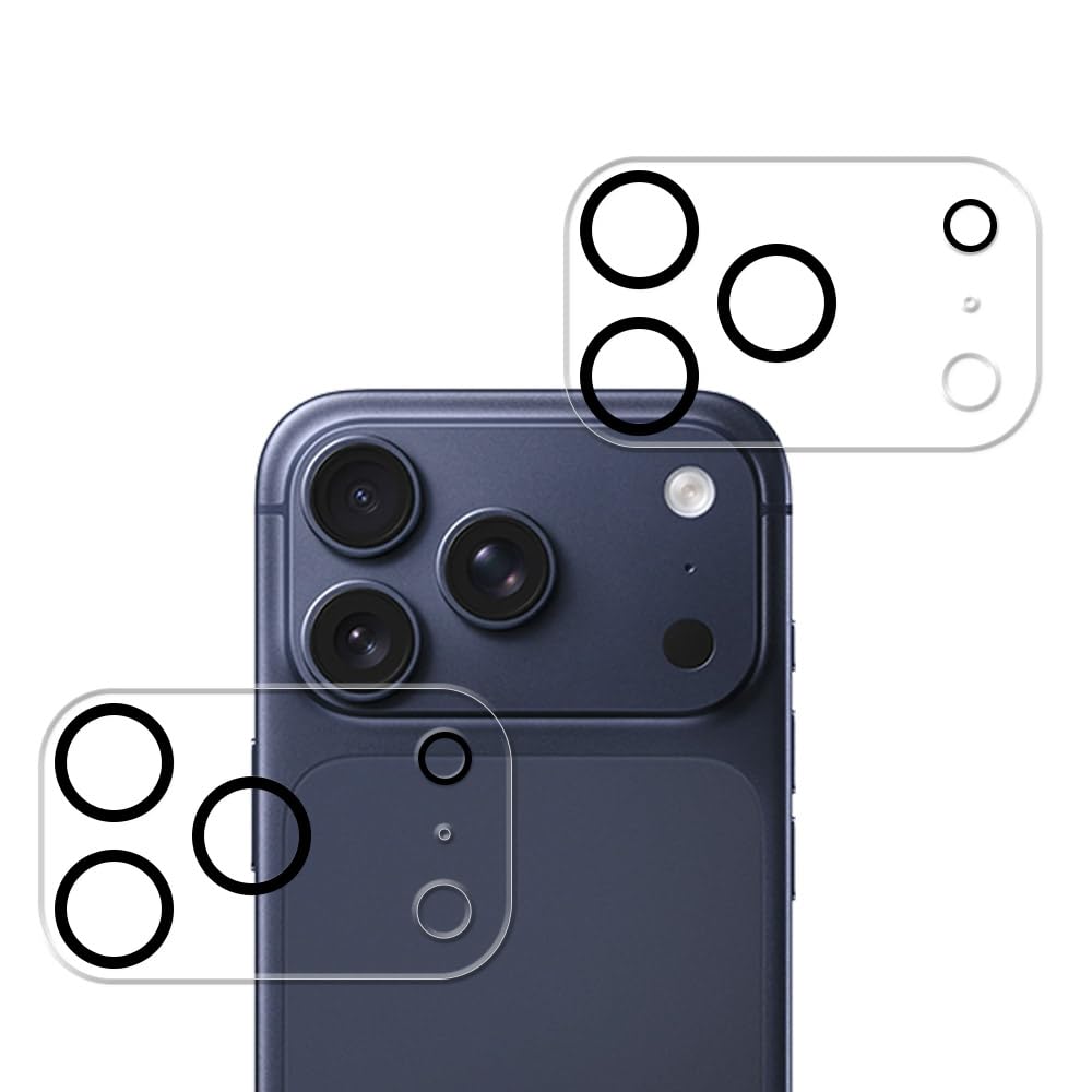 対応 iPhone 17 Pro 用の カメラフィルム 日本旭硝子素材製 9H硬度強化ガラス カメラ保護, 2枚セット