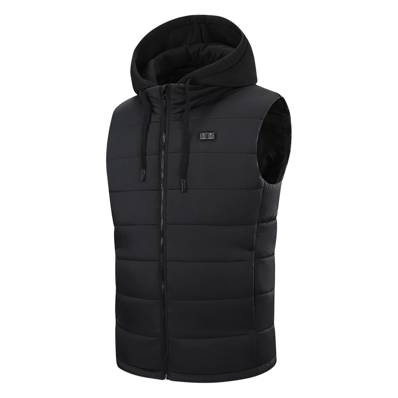 Herren Beheizbare Weste mit Kapuze Heizweste mit 15 Heizzonen USB Elektrische Beheizte Westen Einstellbare Beheizbar Steppweste Winter Heizjacke Ärmellos Jacke mit Heizung Daunenweste Kapuzenjacke
