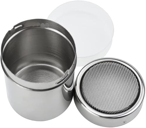 Miniatura 2 de 2 unidades de acero inoxidable en polvo y azúcar, agitadores de malla fina, canela, cacao, harina, café, glaseado de azúcar, dispensador de polvo,