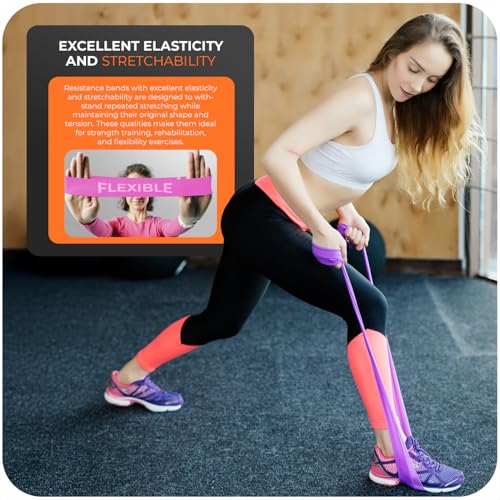 Image of Resistance Bands Set of 5, Skin-friendly Loop Bands with 5 Resistance Levels, Exercise Band Ideal for Home Gym, Yoga, Pilates, Includes Case