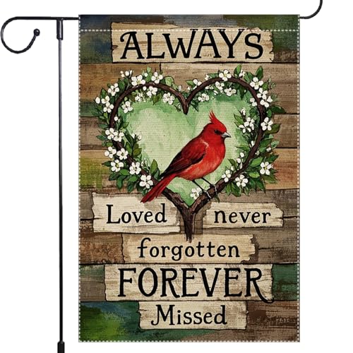God Bless American Cardinal Spring Garden Flag Summer Memorial Day Garden Flags 12x18 Inch Double Sided Small Burlap Farmhouse Home Decor Home Lawn Yard Outdoor Decorations