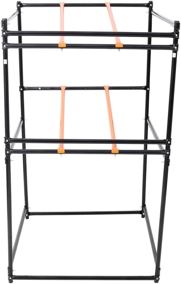 3-Piece Lawn Mower Storage Rack With 330LB Load Capacity, Black & Orange Color, Display and Organizer For Mowers, Space Saving