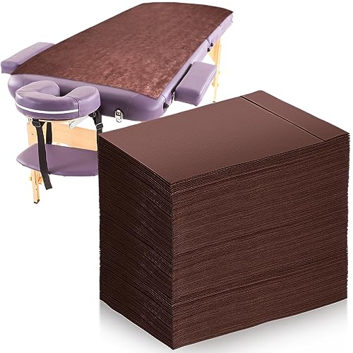 Tatuo 50 Pieces 31 x 70 Inches Disposable Bed Sheets Waterproof Bed Cover Massage Table Sheet Non-woven Fabric for Spa, Lash, Beauty Salon, Waxing, Hotels(Brown)
