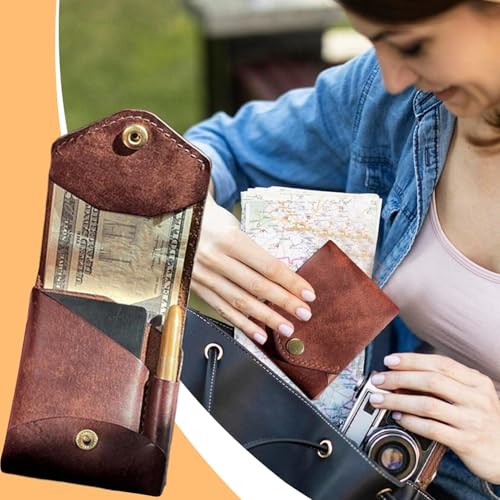 LAFANDE Vintage Handmade Leather Wallet, Leathers Business Card Holder, Slim Multifunctional Men's Wallet with Integrated Pen Holder, Minimalist Men's Wallets for Cash, Cards & Business3
