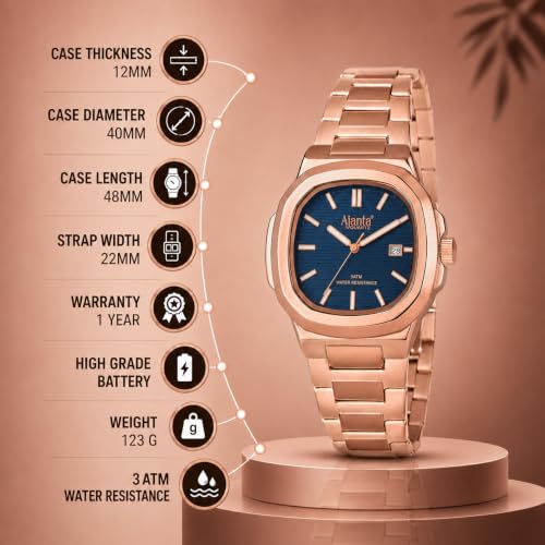 Image of Ajanta Quartz Astera Dial Stainless Steel Date Display Watch for Men