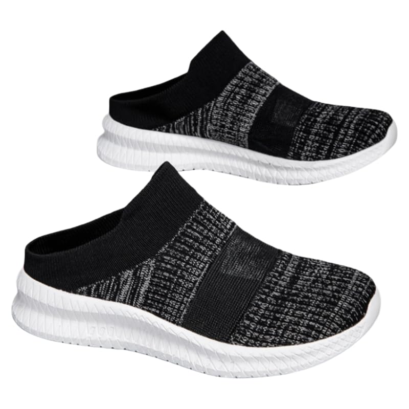 Men's Lightweight Breathable Mesh Slip-On Sneakers - Comfortable Casual Shoes with Transparent Mesh Upper & Black Accents, Outdoor, Running, and Casual Attire