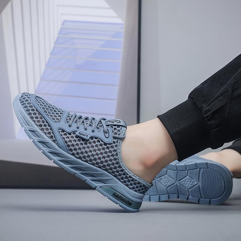 Men's Solid Colour Woven Breathable Slip on Mule Shoes, Comfy Non Slip Casual Soft Sole Slippers, Outdoor Walking Shoes for Summer4