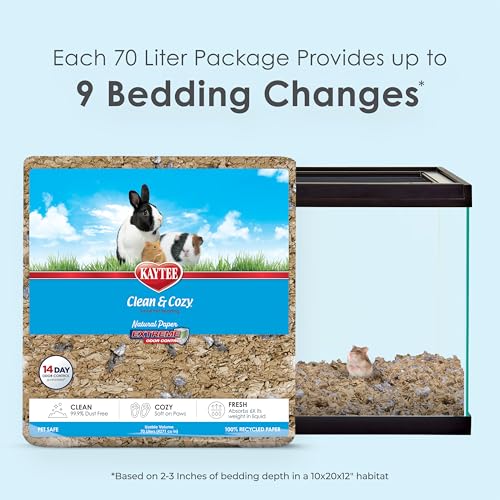 Image of Kaytee Clean & Cozy Natural Paper with Extreme Odor Control Bedding, Made with 100% Recycled Paper