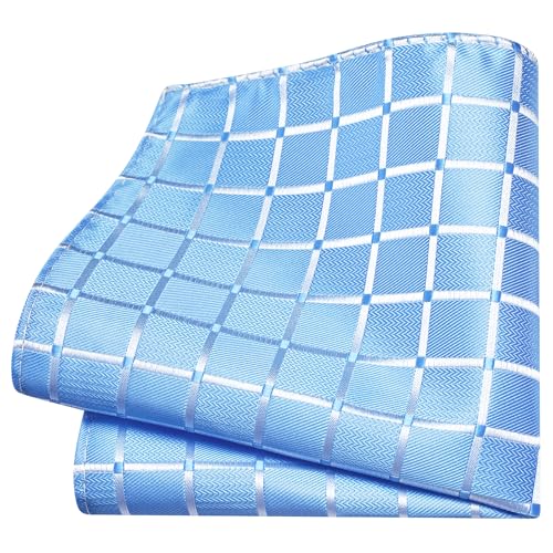Image of GUSLESON 3.15 inch（8cm） Mens Tie and Lapel Pin Plaid Checkered Necktie Hankerchief Cufflinks Set for Men