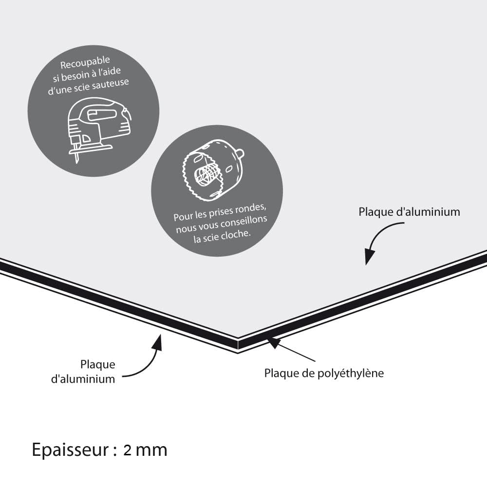 Crédence Aluminium Brossé. Crédence Cuisine Aluminium Brossé 2 mm. Fond de Hotte en Alu. Plusieurs Tailles. Protection Mur Aluminium