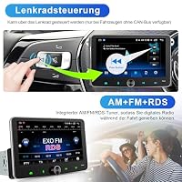 Android Autoradio 1Din Wireless CarPlay Android Auto Radio mit Bildschirm 7 Zoll 2G+32G Car Play Touch Display mit Bluetooth FM/AM RDS WiFi GPS Navi, Equalizer, Lenkradsteuerung 1 Din – Ansicht 8